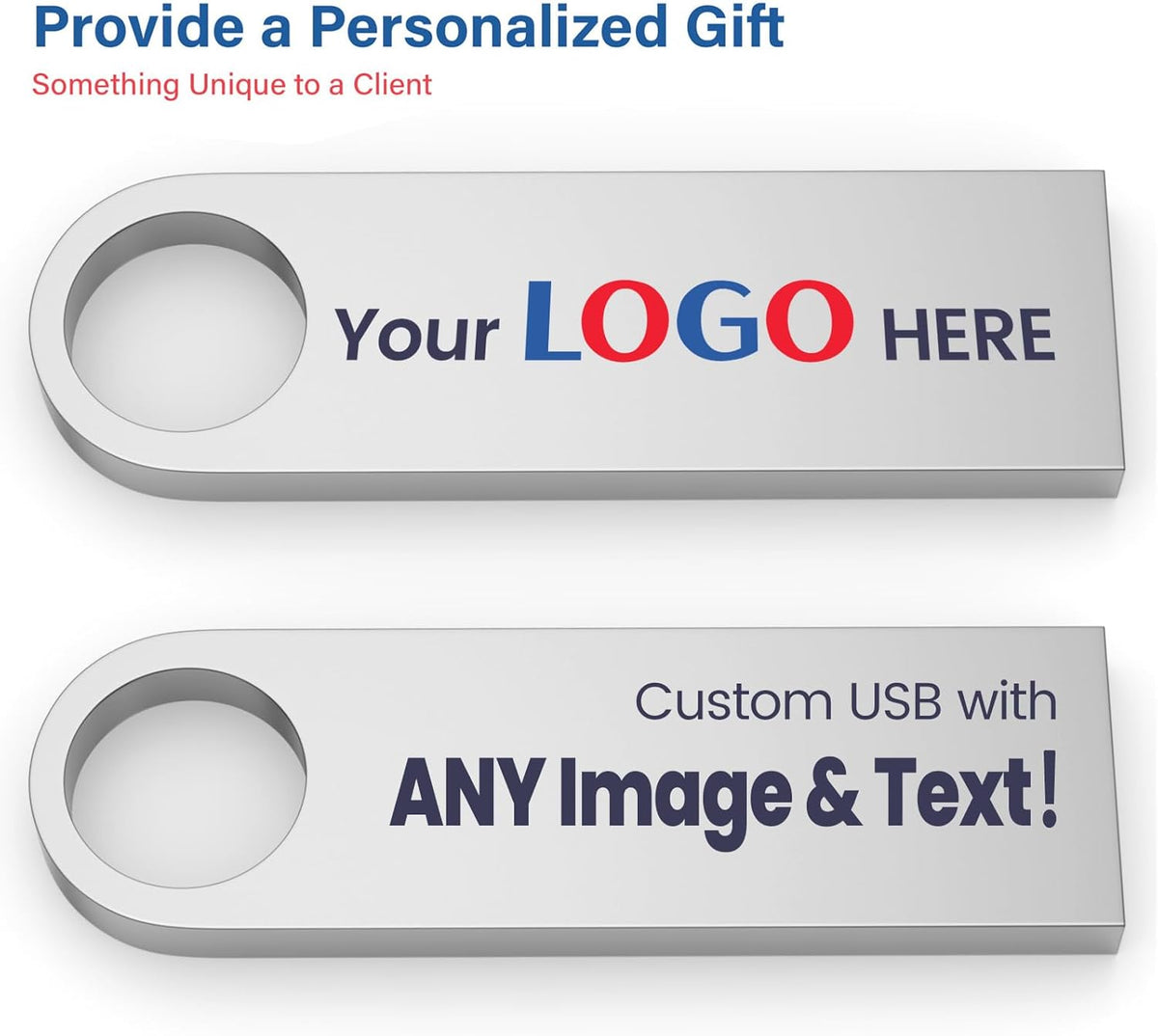 Customizable Flash Drives 4GB, Wooolken Personalized USB 2.0 Thumb Drives 10/20/50/100 Pack, Logo Pendrive Custom Memory Stick USB Engraved Logo (Metal)