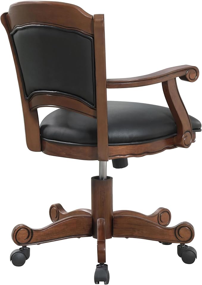 Black and Upholstered Game Chair with Casters