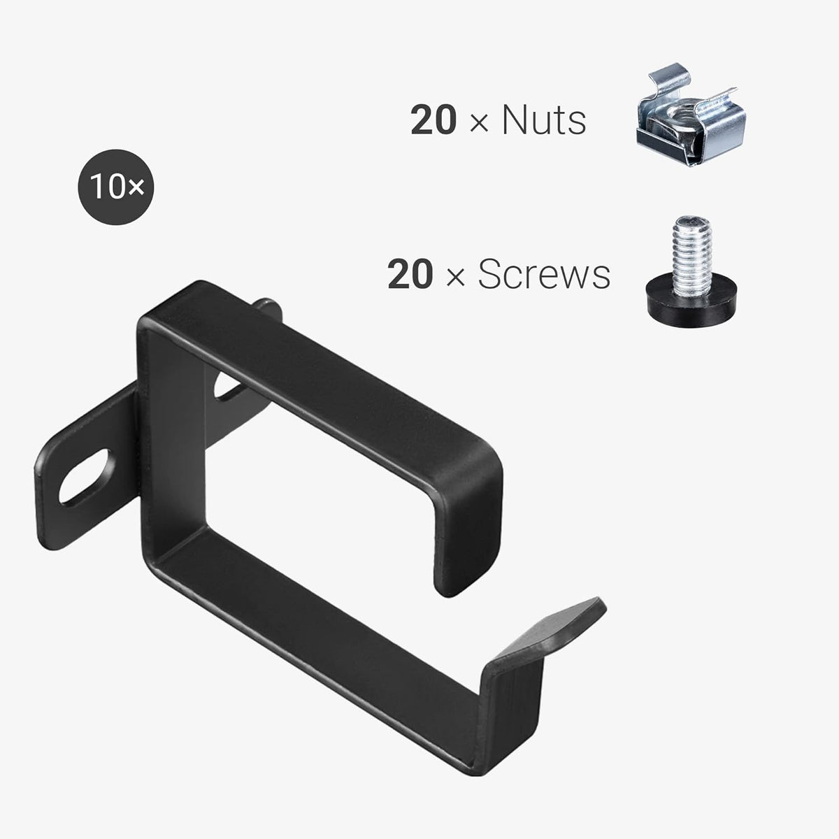 (10 Set kwmobile Server Rack Cable Management D-Ring Hooks Pieces) - Bracket Organizer Hook Mount for Network Patch