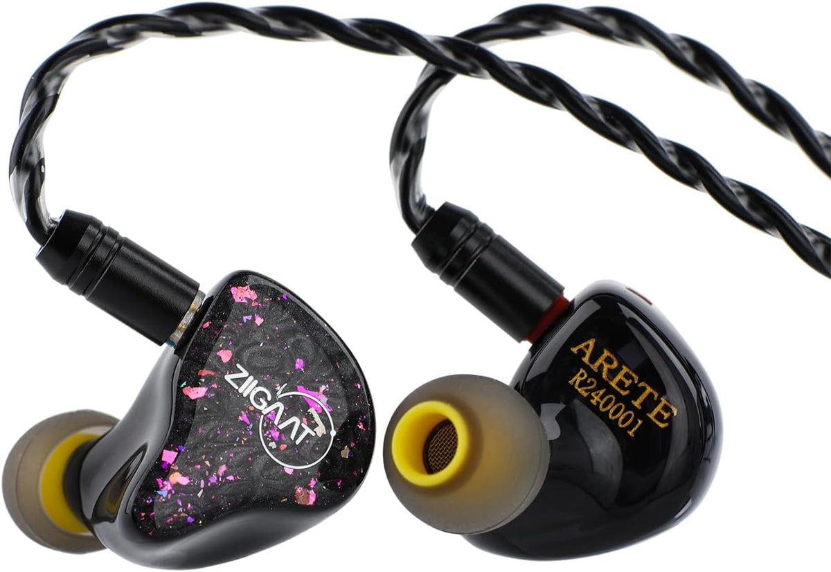 Linsoul ZiiGaat x Fresh Reviews Arete in Ear Monitor, 1DD+4BA Hybrid Earphone IEM, Wired Gaming Earbuds, Studio Monitor Tunning, with Detachable IEM Cable for Musician Audiophile(Black)