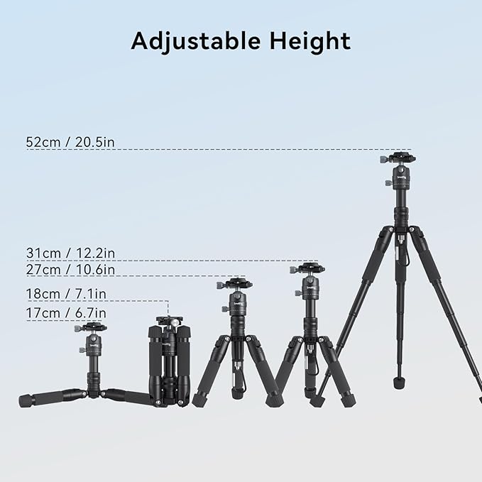 SmallRig VT-20 Aluminum Mini Tripod, 20" Desktop Tripod with 360° Ball Head, Compact Desktop Tripods for DSLR Camera Video Camcorder, Load up to 13lb/6kg