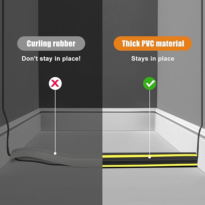 TFMUZERT 10 ft Cord Covers for Wires on Floor, Heavy Duty PVC Duct Floor Cord Cover, Floor Cable Cover Easy to Unroll Prevent Trip Hazard for Home Office or Outdoor Settings (2pcs)