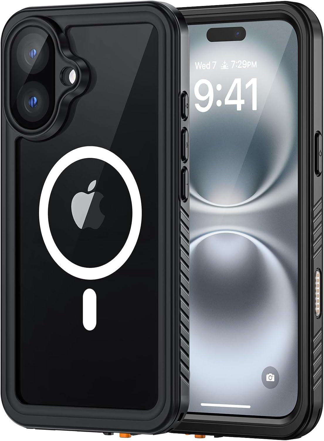 Lanhiem for iPhone 16 Plus Case Magnetic, Waterproof Dustproof Cover [Built in Screen Protector] [Compatible with MagSafe], Full Body Heavy Duty Protective Phone Case for iPhone 16 Plus - 6.7” (Black)
