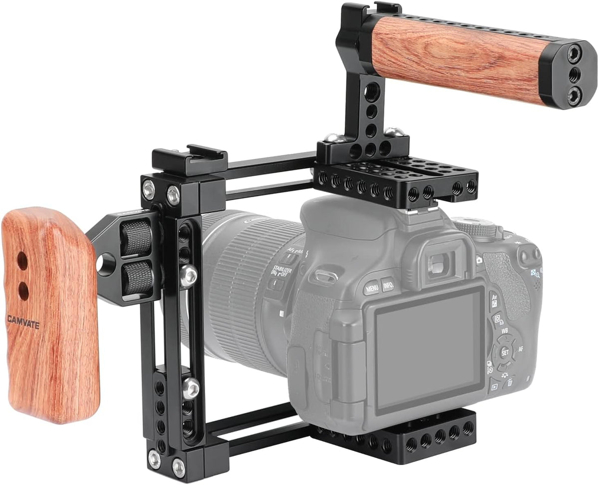 CAMVATE Universal Adjustable Camera Cage Fit for Right Handle and Left Handle Camera(Only Come with Left Handle Grip) - 1726