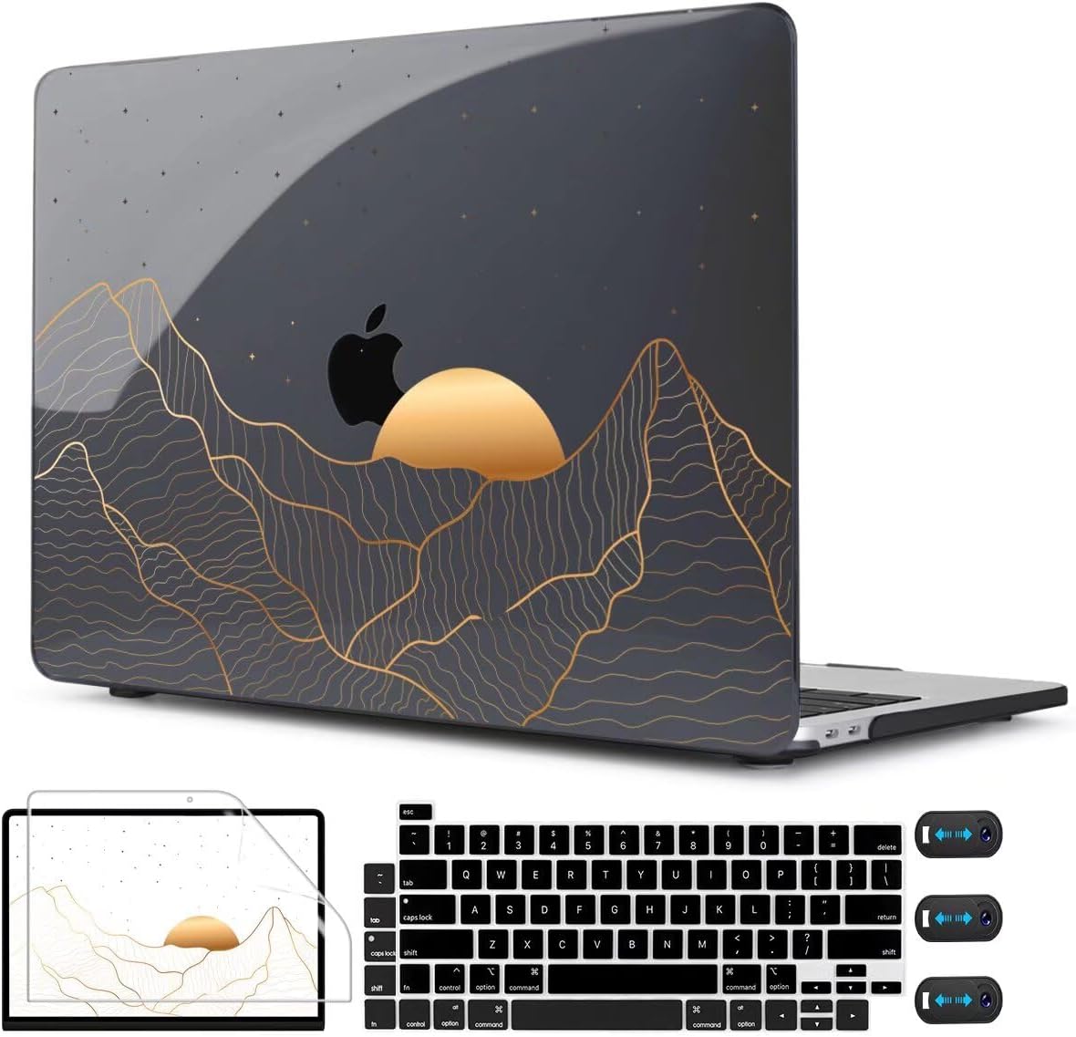 CISSOOK Compatible with MacBook Pro 13 Inch M2 M1 Case 2025-2016 Release A2338 A2251 A2289 A2159 A1989 A1706 Model, Plastic Hard Shell Case for MacBook Pro 13" with Touch Bar, Sun & Mountain