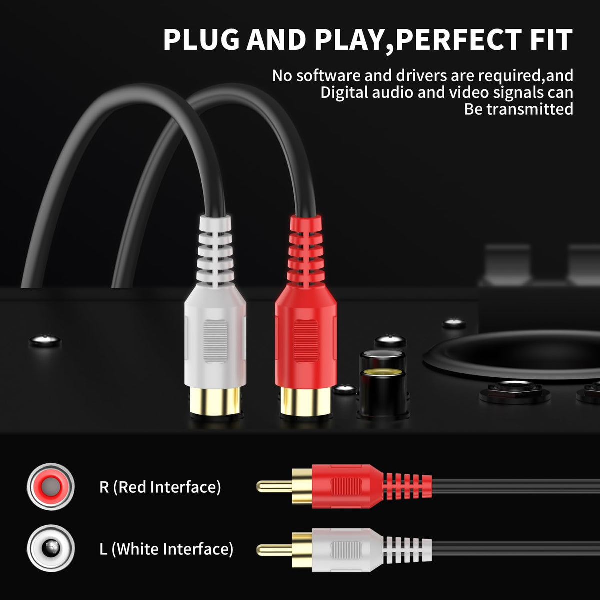 Abireiv 50ft,2RCA [24K 2RCA 2RCA RCA Cable M/M Stereo Audio Cable Gold Plated | Copper Core] Male to Male.for Home