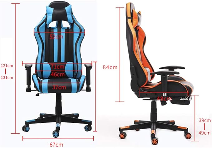 Computer Gaming Chair with Footrest Game Seat Internet Cafe Racing Competitive Office Computer Chair Home Recliner Adjustable Chair Headrest and Lumbar Support E-Sports Swivel ChairYellow