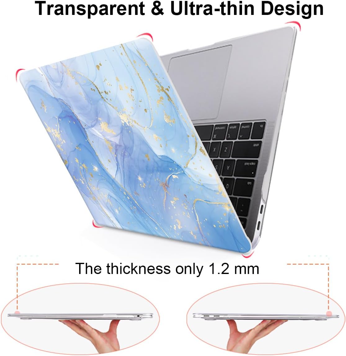 Compatible with MacBook Pro 13 inch Case 2022 2021-2020 Release A2338 M2/M1 A2251 A2289 A2159 A1989 A1706 with Touch ID, Plastic Hard Shell & Keyboard Cover & Screen Film - Blue Marble