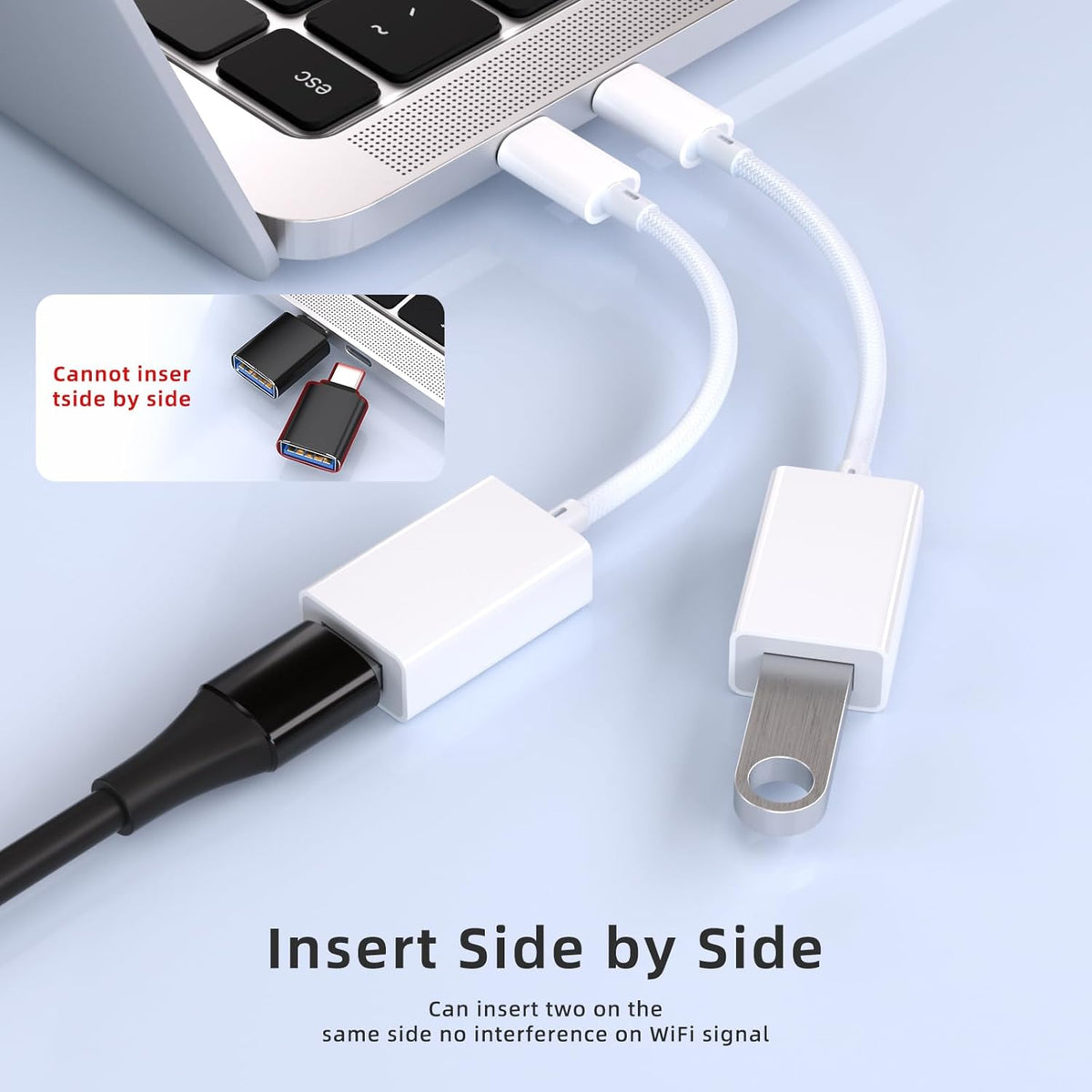 USB C to USB 3.0 Adapter 2 Pack, USB C Male to USB Female OTG Cable Thunderbolt3 to USB Adapter Compatible with MacBook Pro/Air, iPhone 16 Pro Max/16 Plus/16/15, Galaxy S24/S23/S22/S21