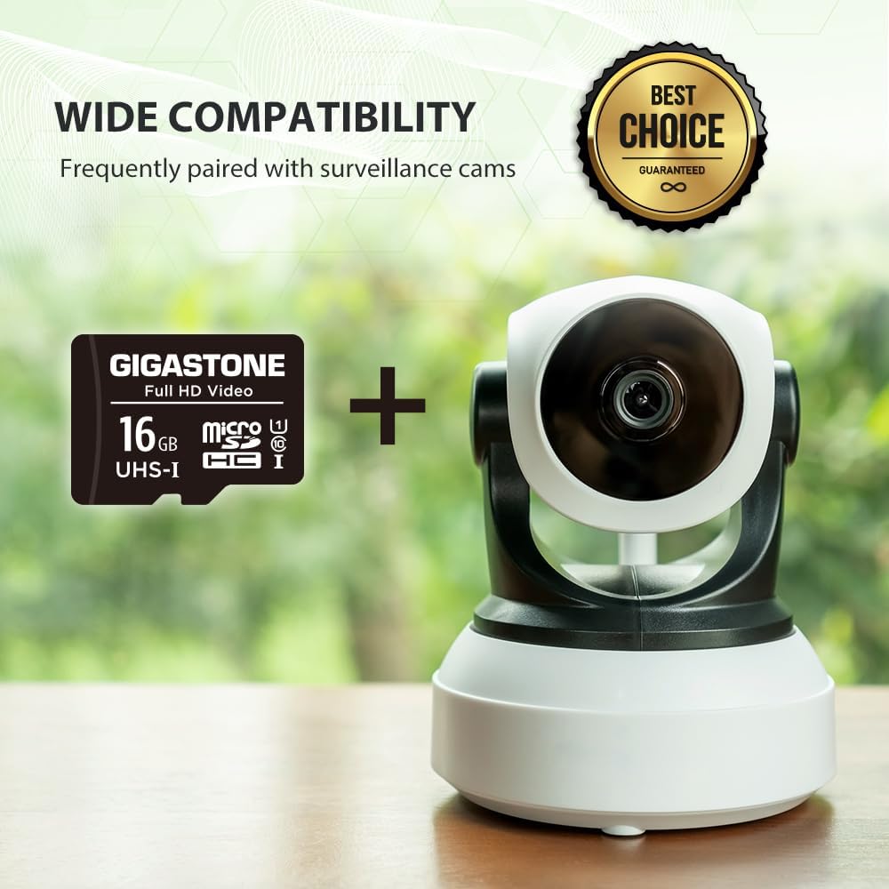GIGASTONE 16GB 5-Pack Micro SD Card, FHD Video, Surveillance Security Cam Action Camera Drone, 85MB/s Micro SDHC UHS-I U1 Class 10, with Adapters