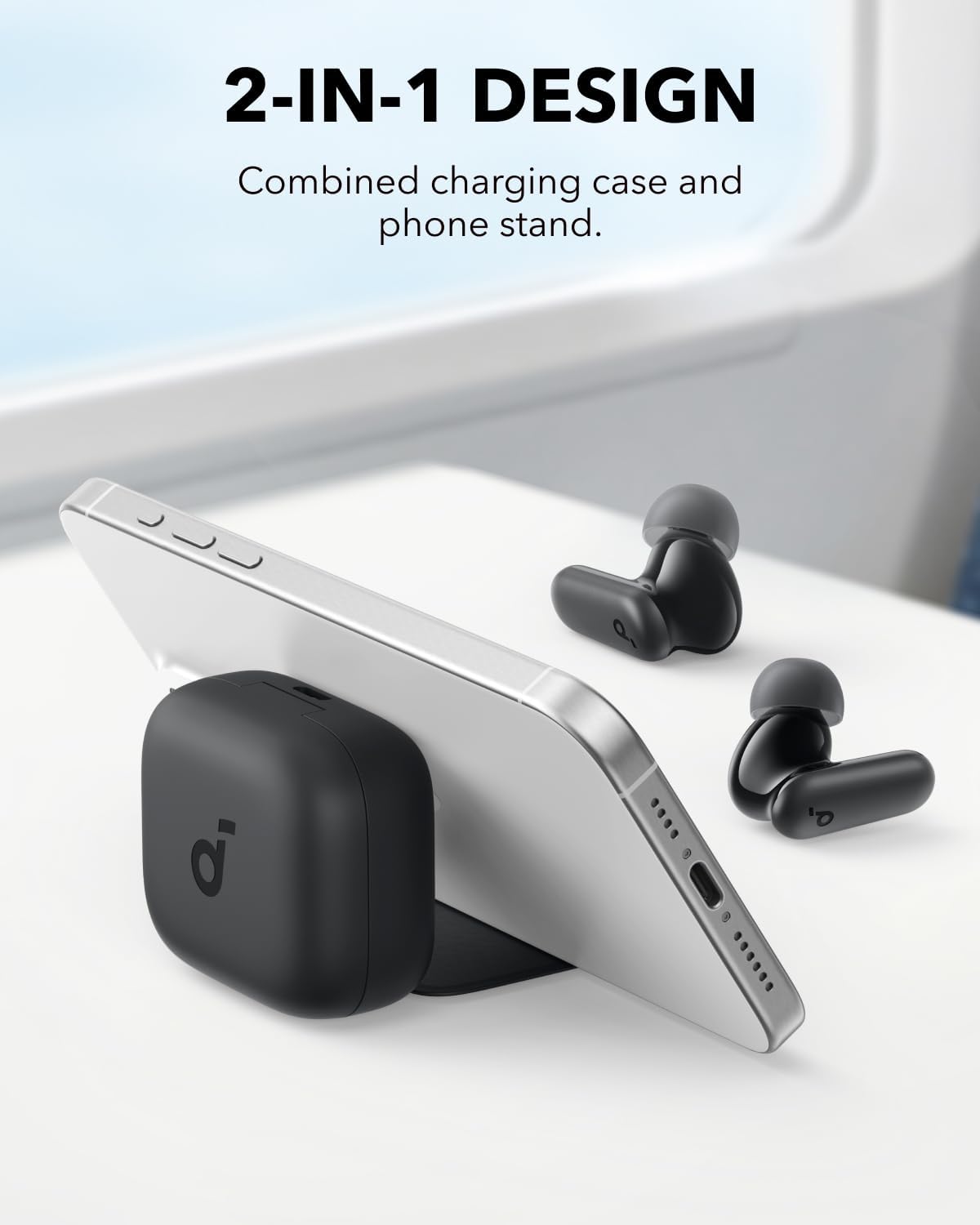 Soundcore P30i by Anker Noise Cancelling Earbuds, Strong and Smart Noise Cancelling, Powerful Bass, 45H Playtime, 2-in-1 Case and Phone Stand, IP54, Wireless Earbuds, Bluetooth 5.4 (Black)