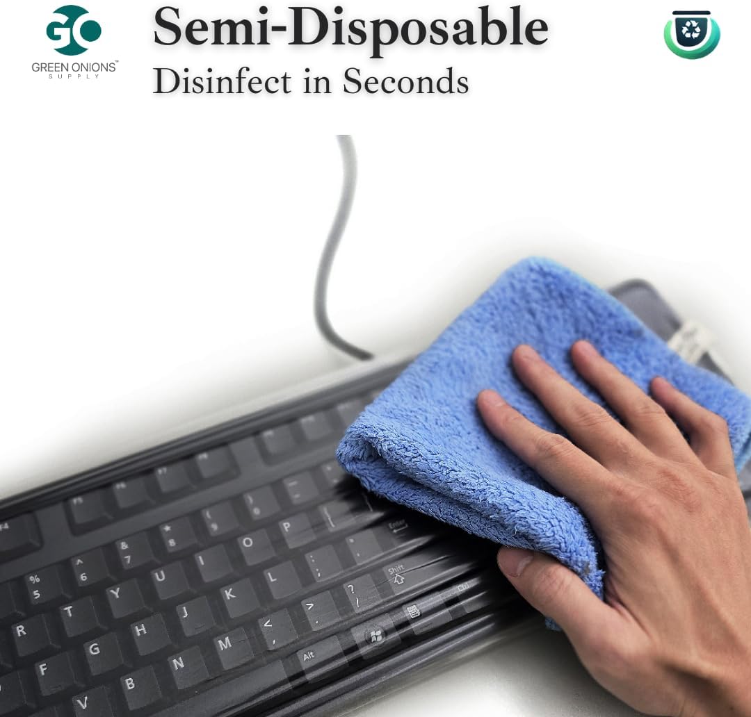 Green Onions Supply[3 Pack] Universal Fully Covered Flat Style 0.025mm Wipeable Superb Tactile Feeling Waterproof Anti-Dust Keyboard Cap Cover for Desktop Keyboard with Numeric Hospital/Dentist Use