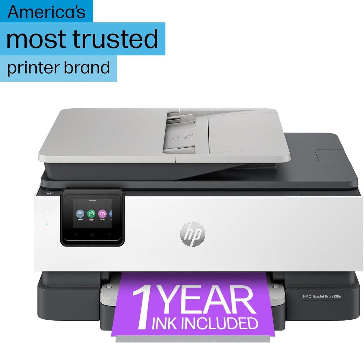 HP OfficeJet Pro 8139e Wireless All-in-One Color Inkjet Printer, Print, scan, Copy, fax, ADF, Duplex Printing Best-for-Home Office, 1 Year of Instant Ink Included (Renewed Premium)