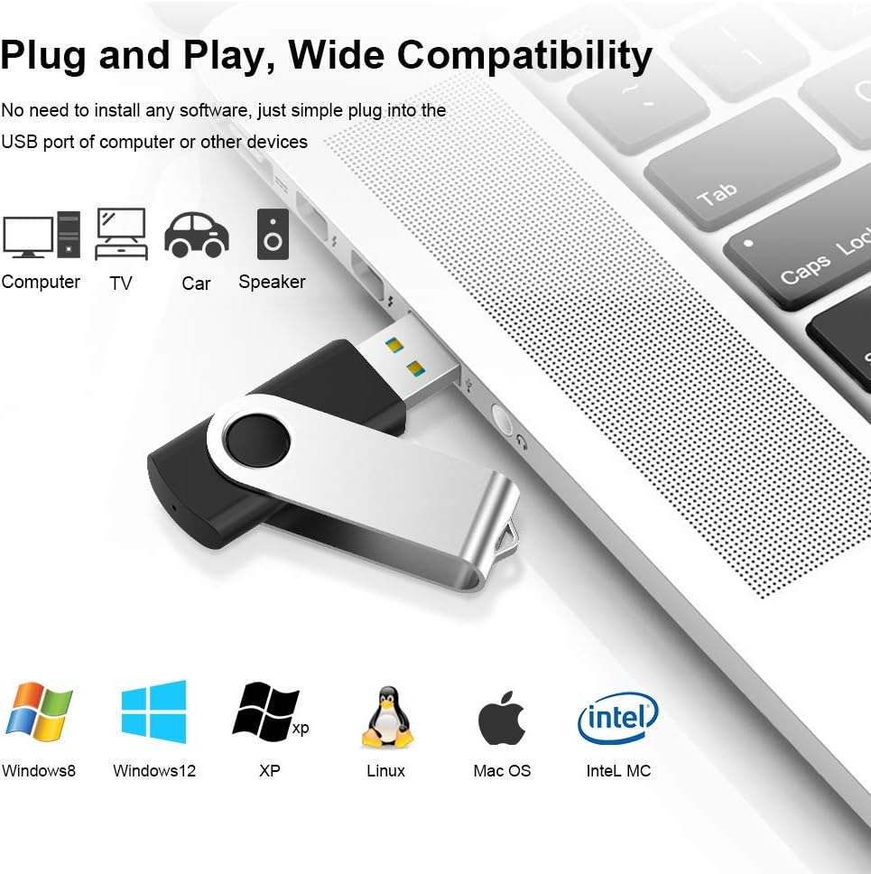 KEXIN 20 Pack 32 GB Flash Drive 3.0 Thumb Drive 32G Transfer Speed Up to 80MB/s Swivel USB 3.0 Flash Drive 20 Pack 3.0 Jump Drive Black