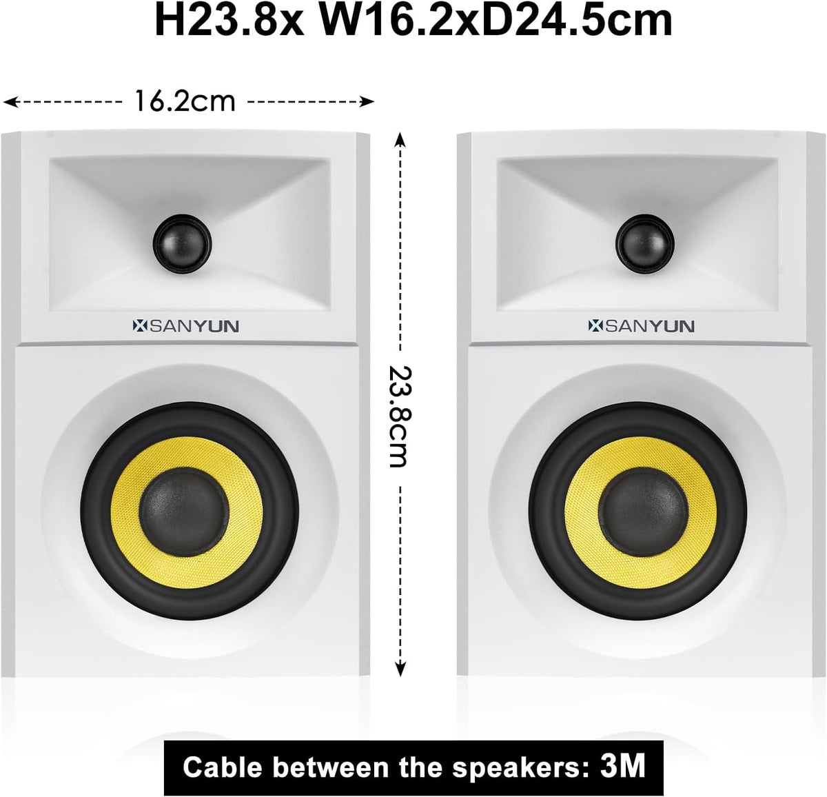 SW205 4" Bookshelf Speakers | Immersive HiFi Audio with Virtual Surround | Flagship DAC/DSP Engine | Geometric Diffusion Cabinet | 80W, Bluetooth 5.4/Optical/AUX Inputs, Wireless Remote, White