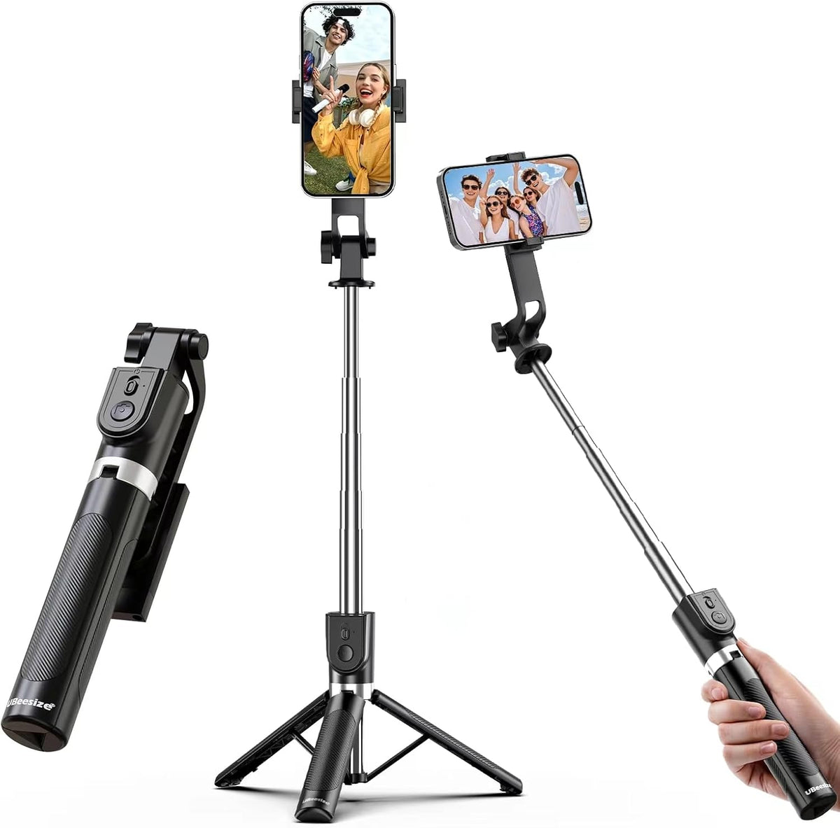 UBeesize Selfie Stick Tripod for iPhone and Android, 52'' Extendable Phone Tripod Stand with Remote, Portable Selfie Sticks with Phone Holder for Video Recording & Travel