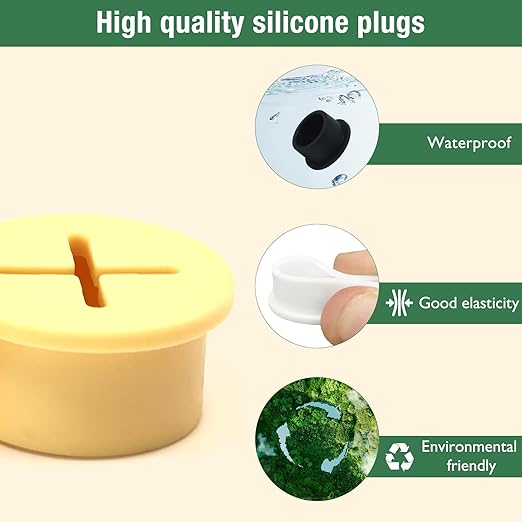 EASYEAH 10Pcs Desk Grommet, 1" (25mm) Black Silicone Cord Hole Cover, Flexible Rubber Wire Grommets, Wall Grommets for Cables Management, Table, Countertop, Cabinets and Furnitures Wire Organizer