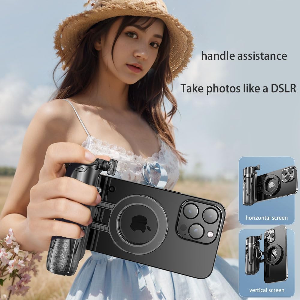 4-in-1 Multi-Functional 360° Rotating Mini Magnetic Portable Selfie Stick, Pocket-Sized Retractable Phone Holder, Equipped with Wireless Detachable Remote Control