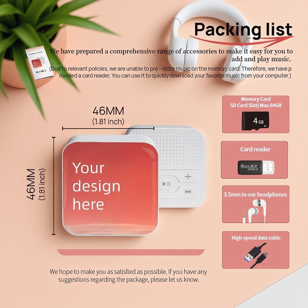 GizmoGlee 2 Pack MP3 4GB 500+ $3, Player Screen-Free Portable Music Player with Headphones & Speaker, Card Songs