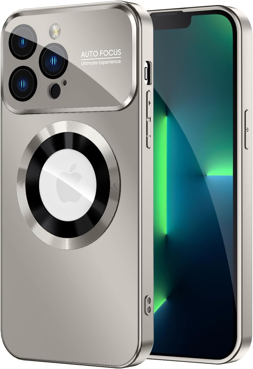 Magnetic for iPhone 13 Pro Case, Built-in Camera Lens Protector, Compatible with MagSafe, Logo View, Military Grade Protective Phone Cover, Titanium Gray