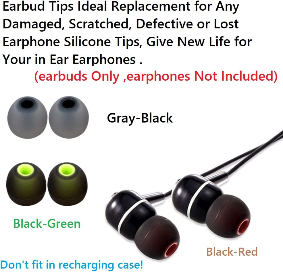 Earbud Tips Replacement Earbud Tips Ear Bud Replacement Pieces Silicone Soft and Comfortable Fit for Inner Hole from 3.8mm - 5.1mm Earphones 9 Pairs S/M/L