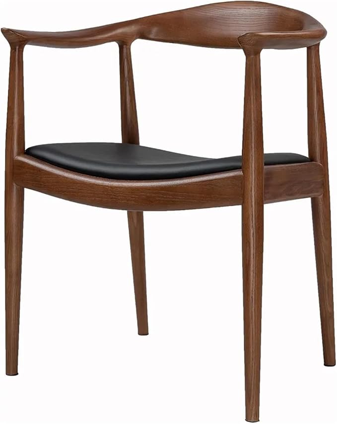 Adjustable Office Computer Chair with Armrest 1pcs Contemporary Style Upholstered Wooden Dining Seat Chair with Armrests(Chestnut Shell)