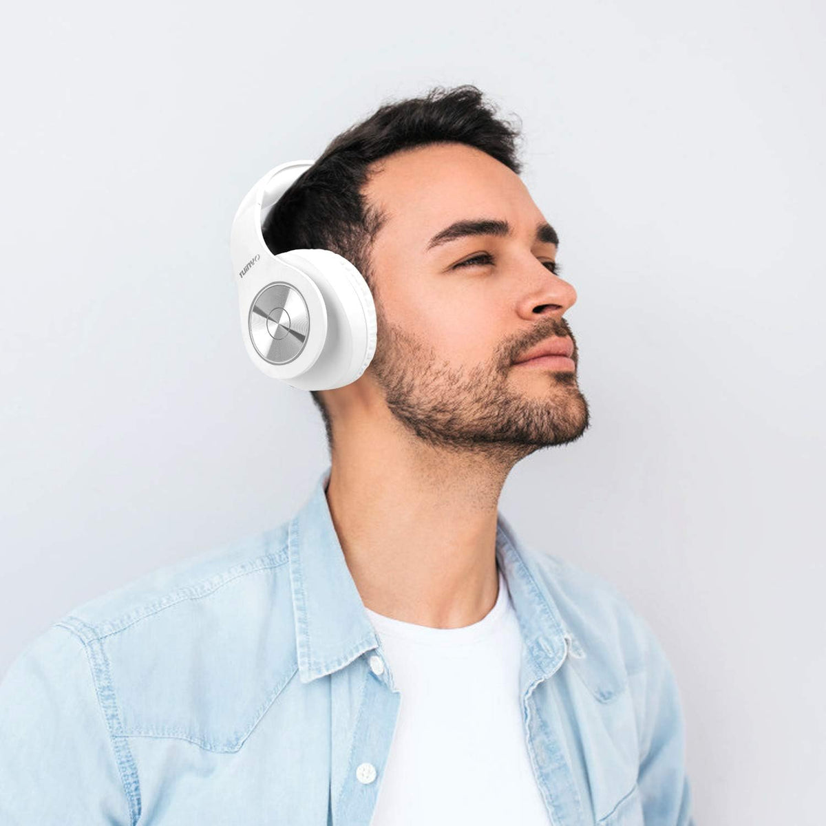 TUINYO Wireless Bluetooth Headphones - Over Ear Headset with 40H Playtime, Deep Bass, Memory-Protein Earmuffs, Mic & Wired Mode - Compatible with PC, Cell Phones & TV | Model