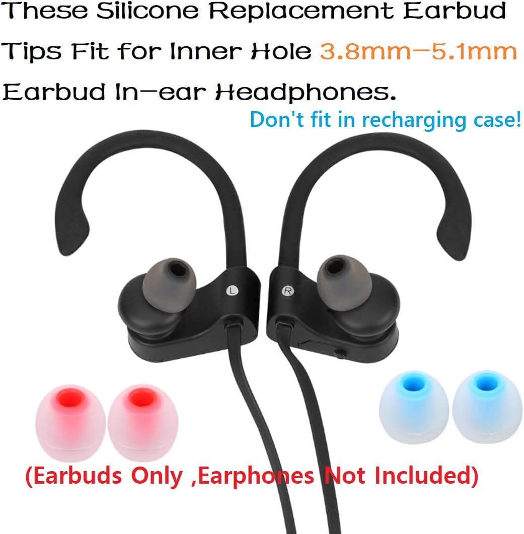 9 Pairs Earbuds Replacement Tips SML, Soft Comfortable Silicone Earbud Tips Fit Most Inner Hole 3.8mm -5.1mm Headphones