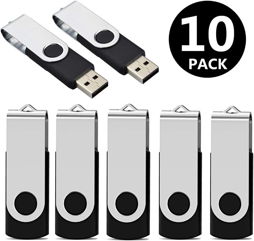 Aiibe 10 Pack 8GB USB Flash Drive Flash Drives USB 2.0 Thumb Drive Memory Stick Zip Drives Bulk (8GB, 10 Pack, Black)