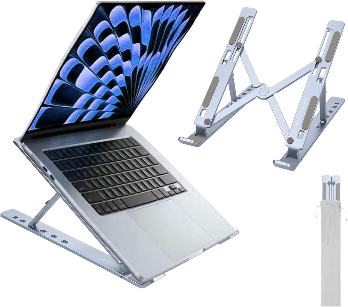 Ergonomic and Foldable Laptop Stand for Desk, Adjustable Riser, Fits All Laptops and Notebooks up to 17,Ultra-Thin,Ventilated Cooling,ABS+Silicone,Midnight.
