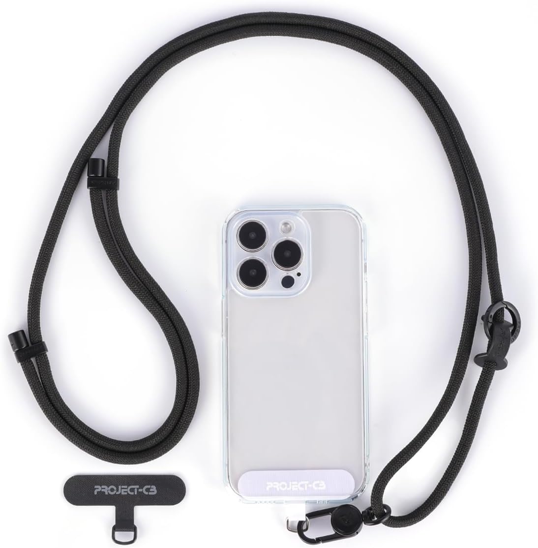 project-cb Cell Phone Lanyard 1,Phone Tether Tab 2,Phone Crossbody Strap,Lanyards for Around the Neck,Adjustable Phone Strap(Black-B)