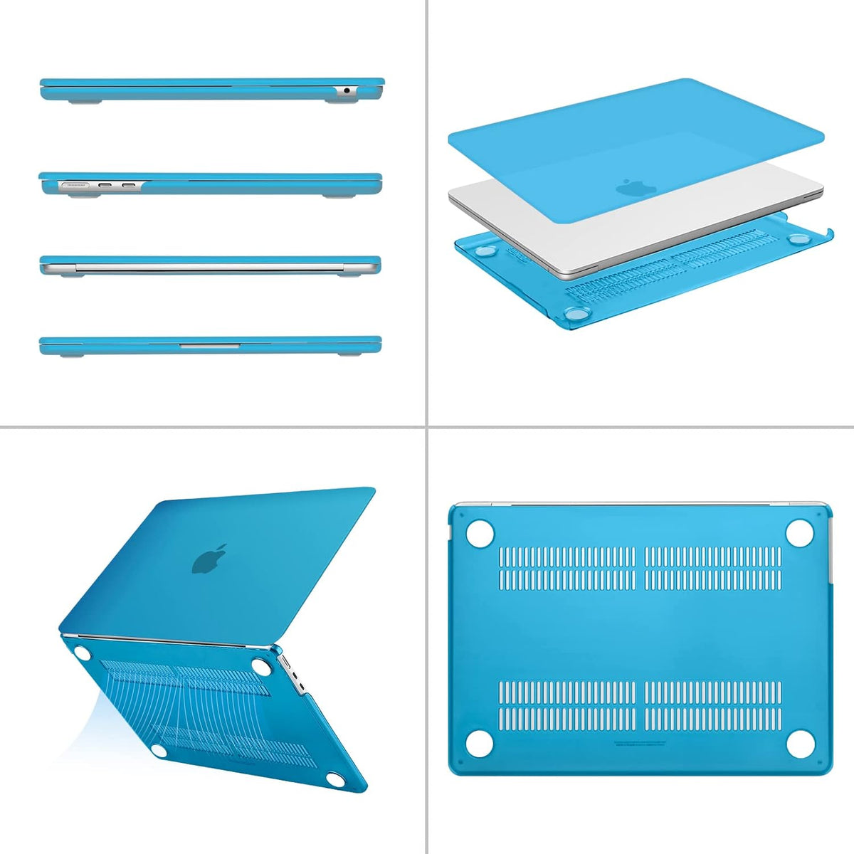 MOSISO Compatible with MacBook Air 13 inch Case 2025 2024 2023 2022 M4 A3240 M3 A3113 M2 A2681, Plastic Hard Shell&Keyboard Cover&Screen Film&Type C for MacBook Air 13.6 inch Case, Aqua Blue