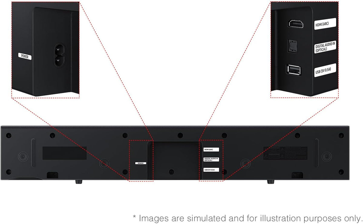 Samsung B-Series Soundbar HW B400F 2.0 ch Soundbar with Built in Subwoofer (2025 Model) One Remote Control, Surround Sound Expansion, Voice Enhance Mode