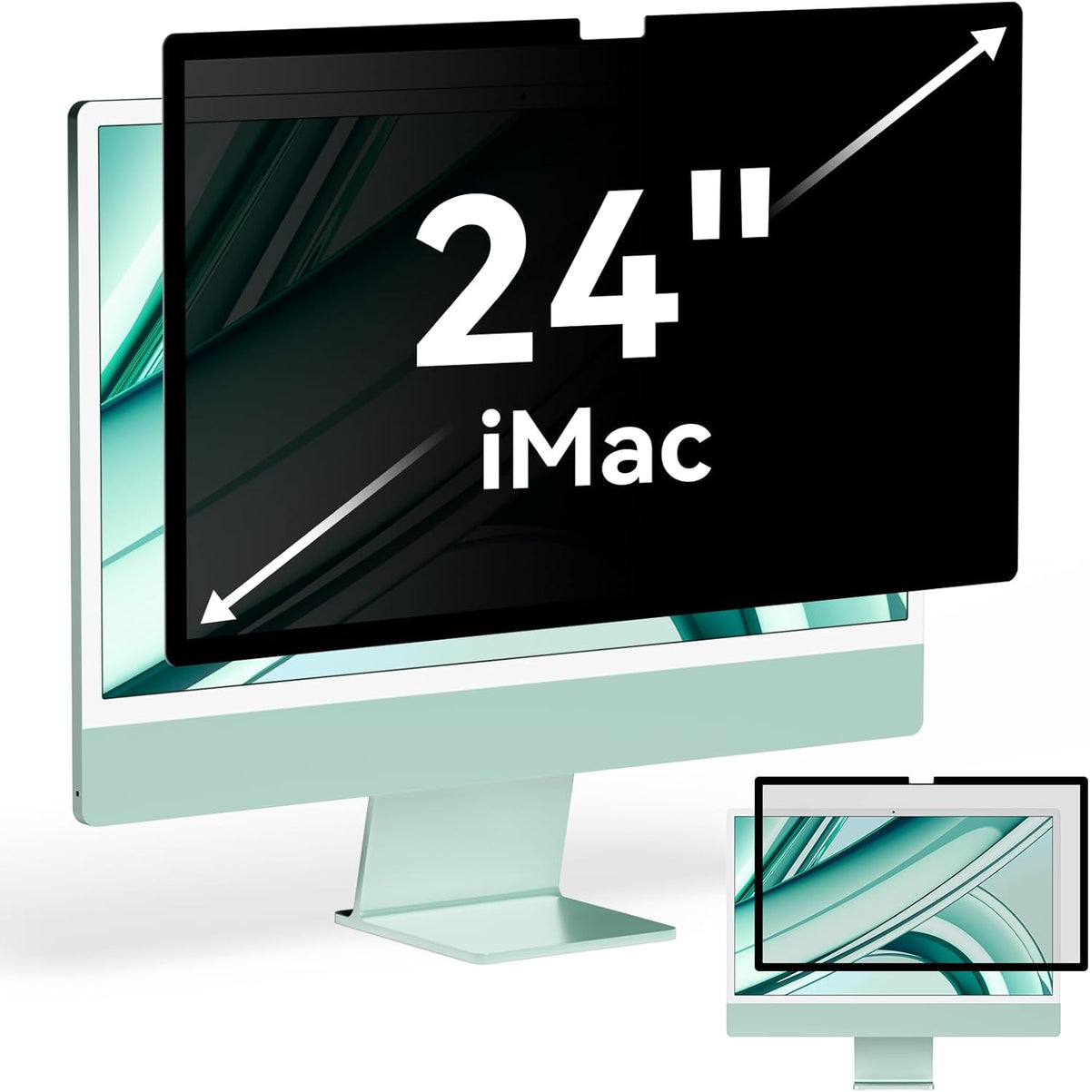 Privacy Screen for iMac 24 Inch 2021-2024 Destop Computer Monitor, Anti Glare Blue Light Filter Shield, Upgraded Anti Spy iMac Privacy Protector