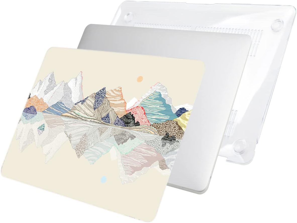 LanBaiLan Compatible for MacBook Pro 13 inch with Touch Bar 2022 2020 2019 2018 2017 2016 M1 M2 A2338 A2289 A2251 A2159 A1989 A1706 A1708, Laptop Protect Shell Case & Keyboard Cover, Mountain