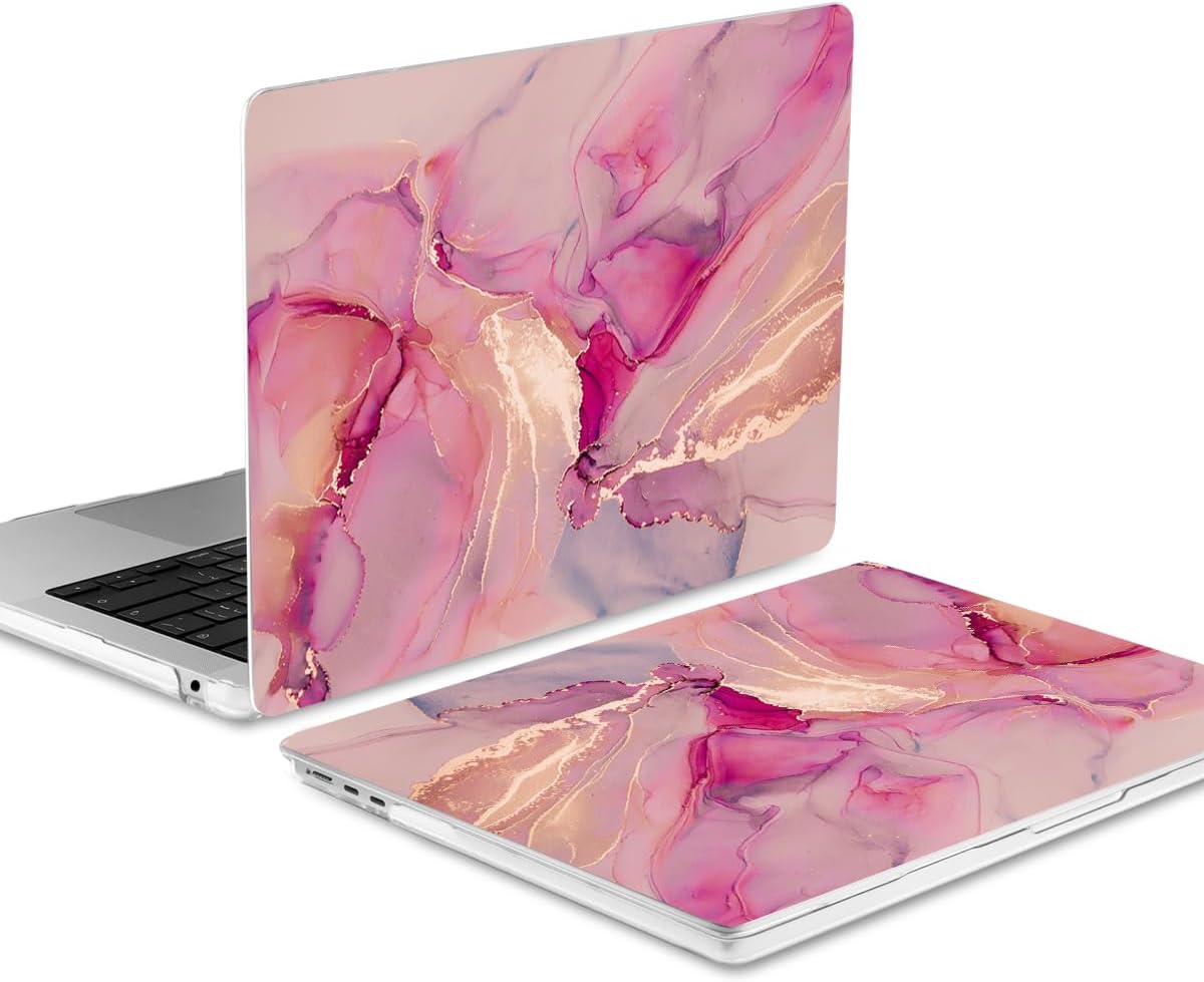 MEEgoodo Case for MacBook Air M4/M3/M2 13.6 inch 2025 2024 2022, Fit Model A3240 A3113 A2681, Compatible with MacBook Air 13 inch, Laptop Hard Shell Case with Keyboard Cover, Gold Splashes Marble