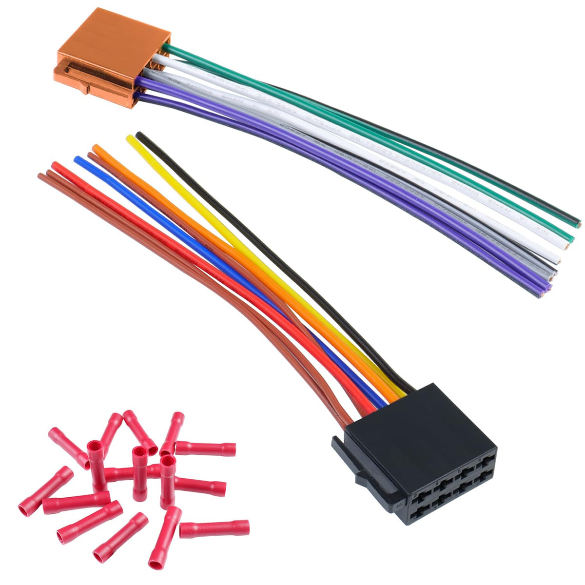 Adapter,16Pin Car Radio Stereo Wiring Harness ISO Radio Wire Harness with Butt Connector Replacement Cable