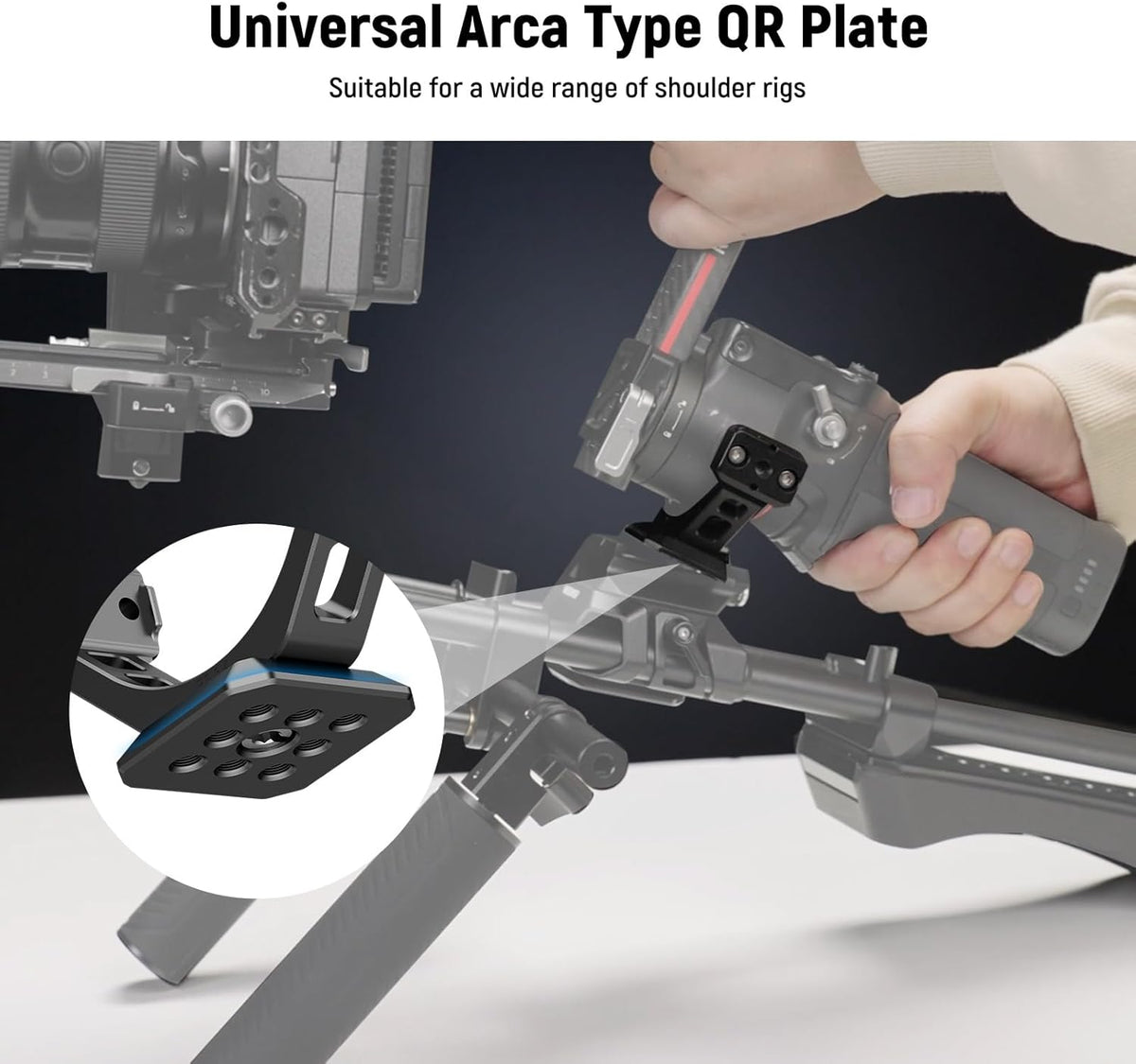 NEEWER Mount Adapter for RS3 & RS4, Arca Type Quick Release Plate with NATO Rail Compatible with DJI RS 3 RS 4 Gimbal Stabilizer Compatible with SmallRig Shoulder Rig V Mount Battery, GA030