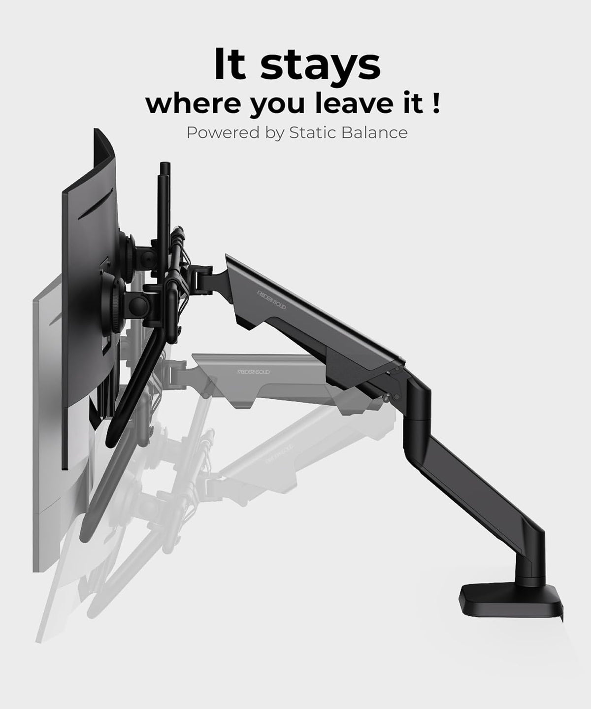 Dual Monitor Arm Desk Mount with Gas Spring & USB Charging, Fits 17–32” inches Screens up to 33 lbs, VESA 75x75/100x100, Crossbar Handle for Easy Adjustment, Black, Dual