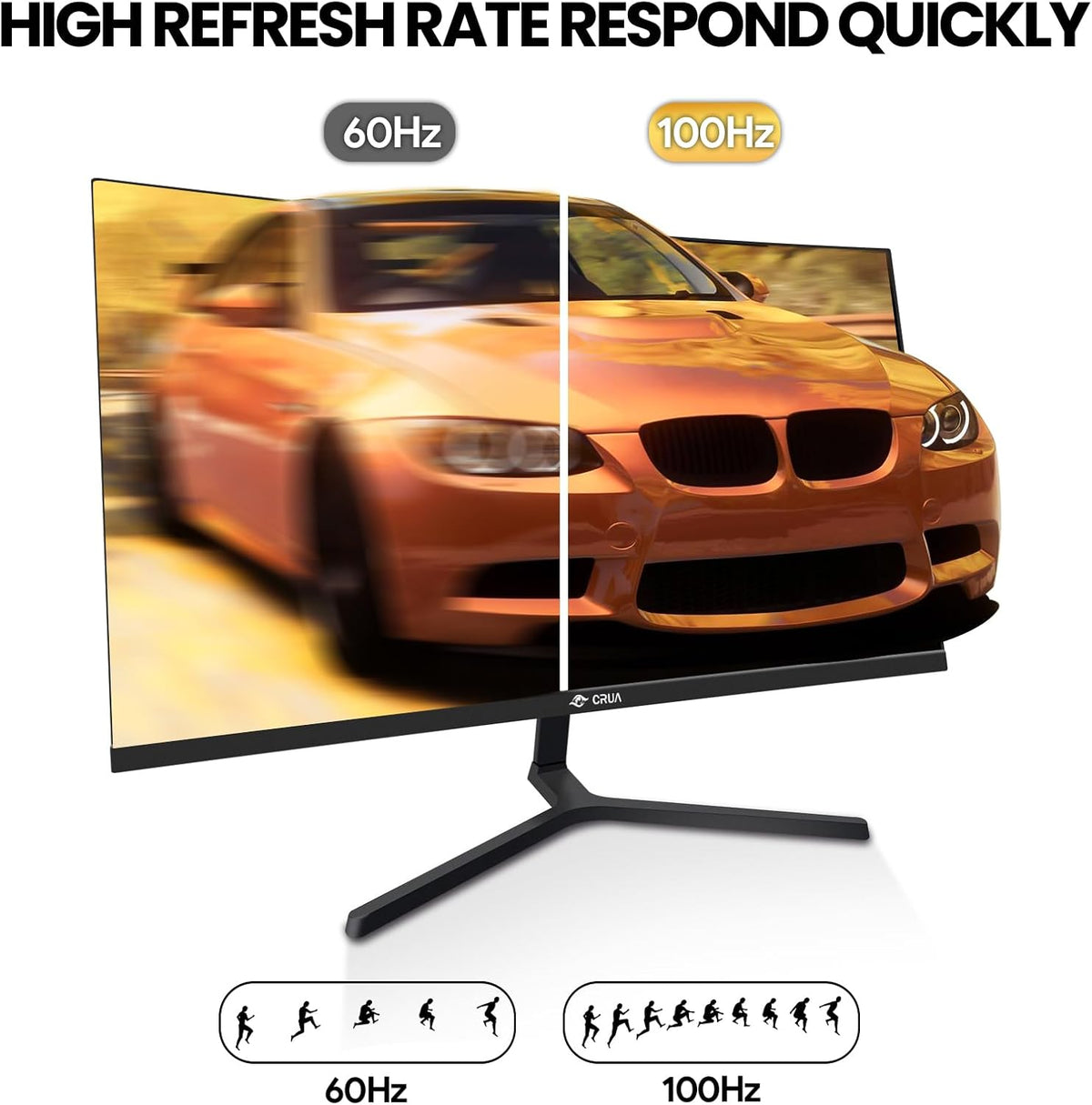 CRUA 24" Curved Monitor, FHD(1920×1080P) 100HZ, 99% sRGB Color Gamut Computer Monitors, Narrow Bezels on Three Sides, Blue Light Filter PC Monitor for Home, Office and Dormitory(HDMI, VGA)-Black