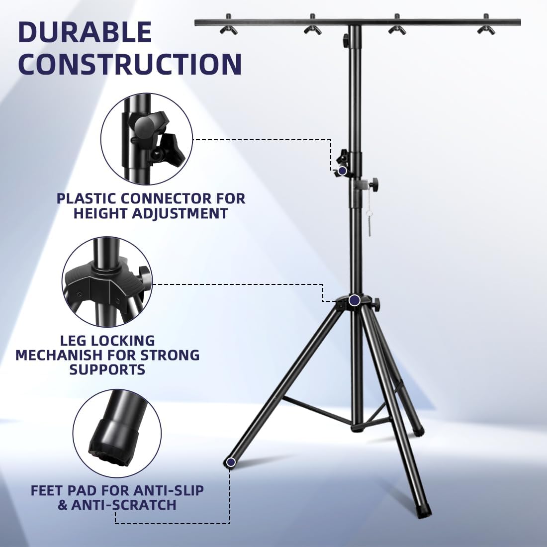 DJ Lights Stand 2 Pack, Heavy Duty DJ Stand, Portable Par Can Tripod Stage Light Stand Adjustable Height 41-95 Inch, DJ Lighting T Bar Suitable for Stages, Bar, Banquet, Party