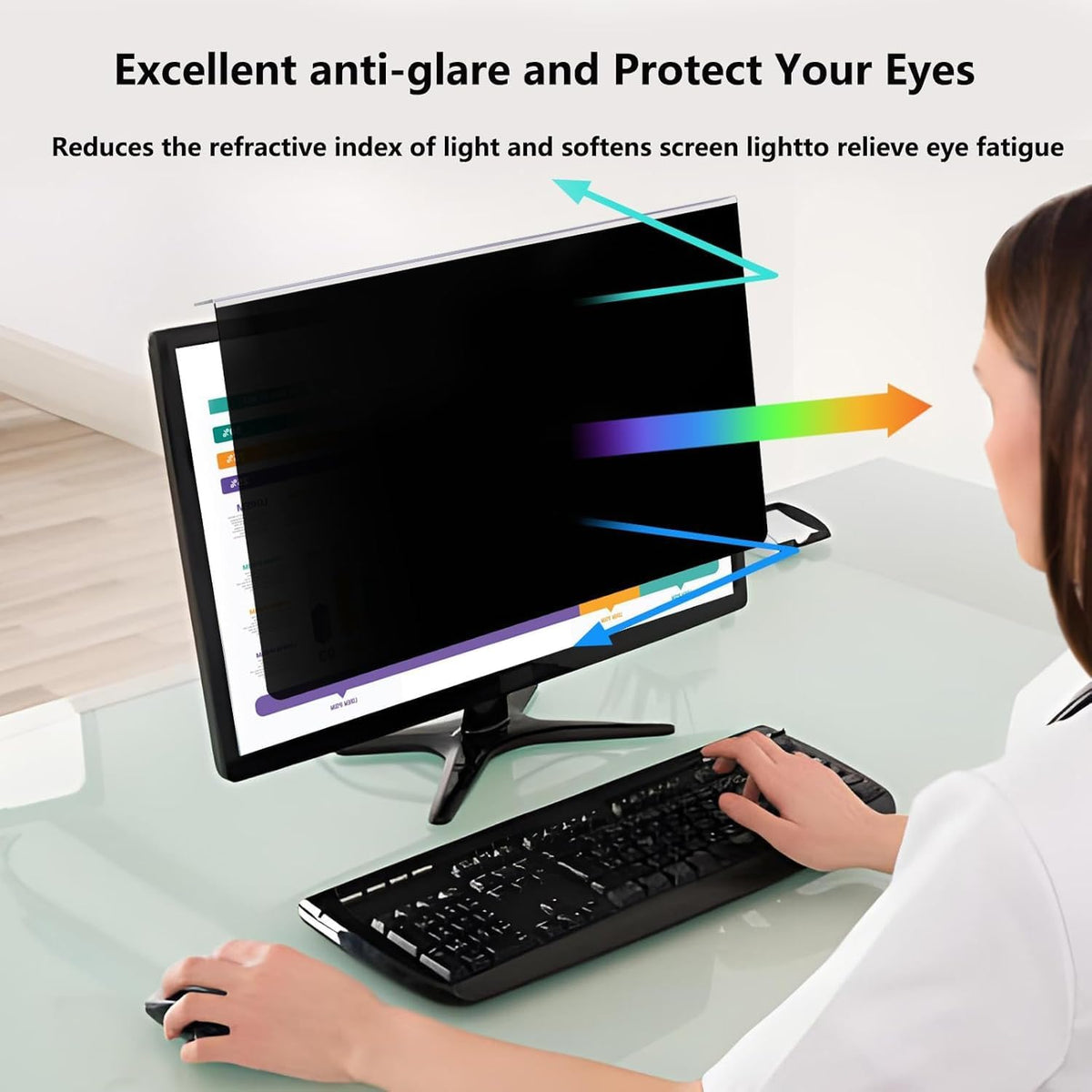 [2 Pack Computer Privacy Screen Shield Compatible for 21.5/22 Inch 16:9 Widescreen Desktop Monitor - Anti Glare & Blue Light Filter - Hanging Design for Easy On/Off