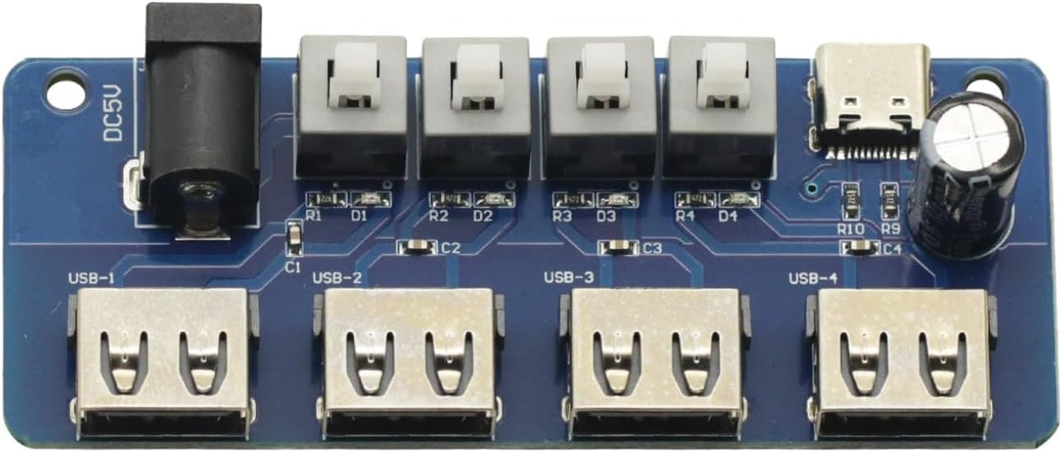 GODIYMODULES 5V 4-Way Power Expansion Module Button Control Power Supply USB Distribution Board Power Supply Hub