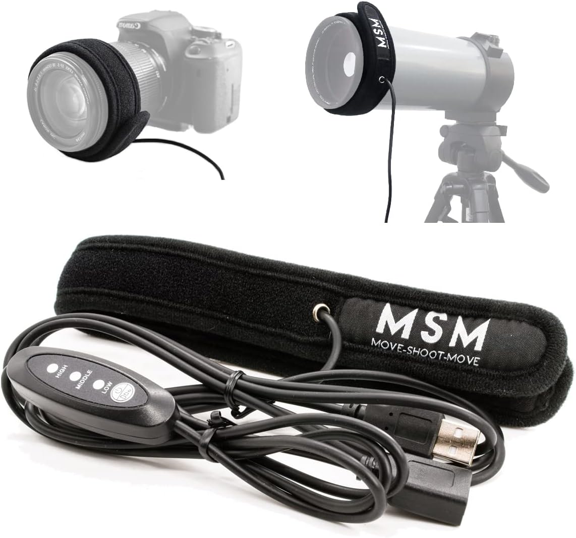 '-25, 350mm 4.26" Lens Warmer with Cold Flexible Cable Down to Dew Heater Strip Prevents Lens from Dew, Fog