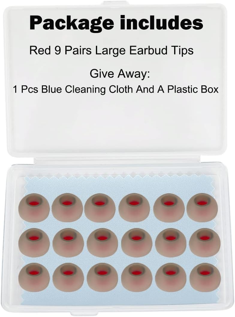 Earbud Tips Replacement Earbud Tips Earbud Replacement Tips Headphone Earbud Tips Silicone Earbud Tips Earbud Cap Compatible with Powerbeats 2 Powerbeats 3 Lg Samsung Earbuds Tips Red L 9 Pairs