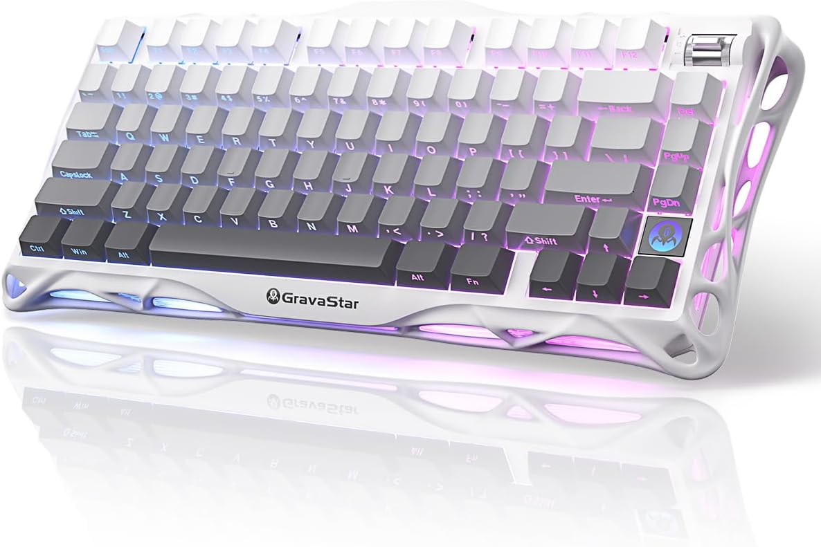 GravaStar Mercury K1 75% Wireless Mechanical Gaming Keyboard, Aluminum Alloy Exoskeleton Design, Gasket Custom Keyboard Hot-Swap Socket, Linear Switches, RGB Backlit