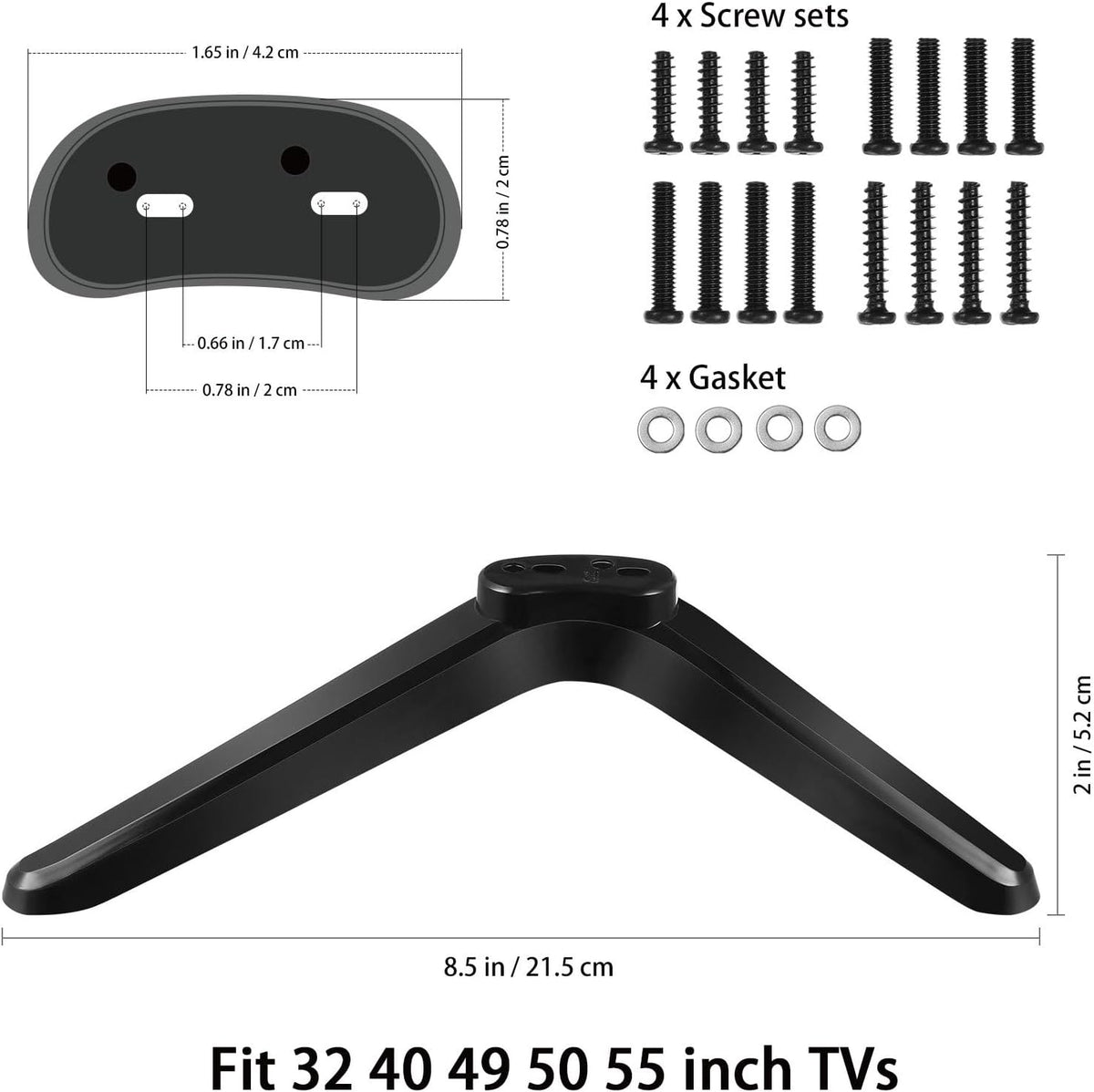 GLEAVI 32-55 Inch Universal Tv Mount Stand for Tvs Tabletop Tv Holder with Stable Non-Slip Base and Screws Easy