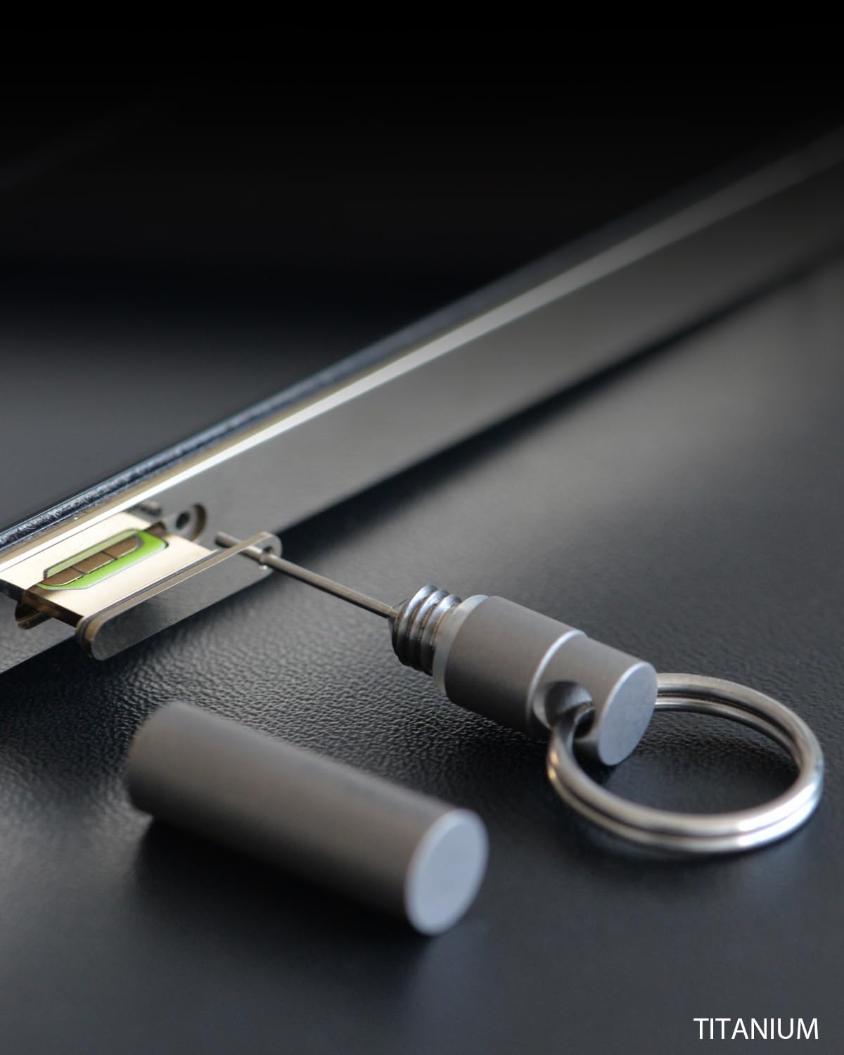 Titanium SIM Card Removal Tool with Keyring, Sim Card Tray Remover Eject Pin Key Tool for iPhone iPad Samsung Galaxy Smart Phone/Tablet and More，Gray