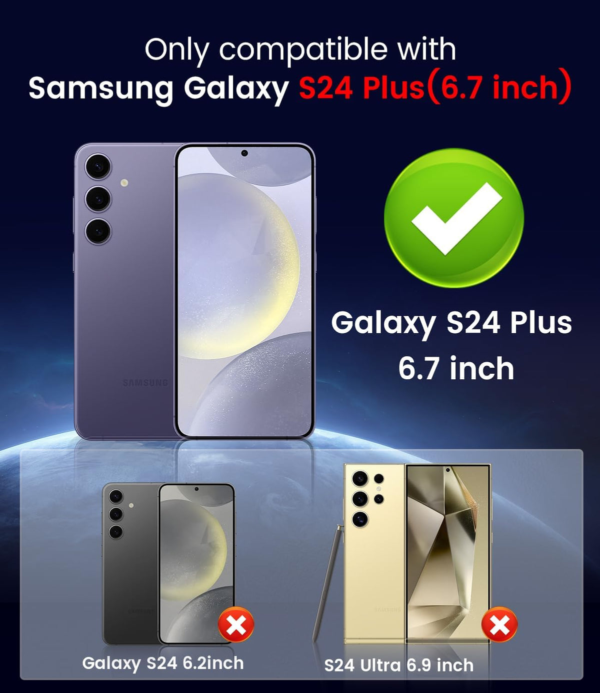 Magnetic for Samsung Galaxy S24 Plus Case [Compatible with MagSafe][Built-in Camera Lens Protector] Slim Soft Silicone Bumper Shockproof Metallic Luster Phone Case (Blue)