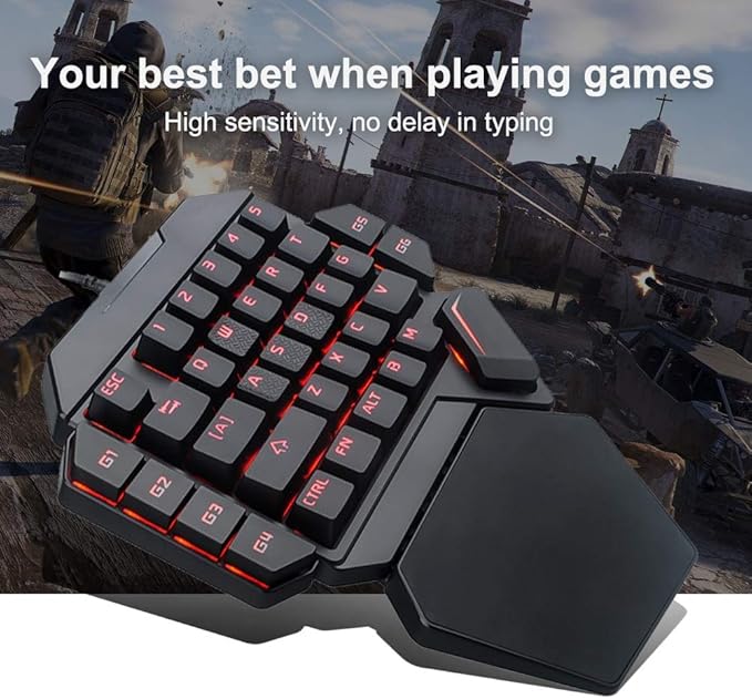 OneHanded Mechanical Gaming Keyboard RGB Blacklight Mechanical Keyboard 35-Key Portable Wired USB Gaming Keyboard with Macro Definition Function